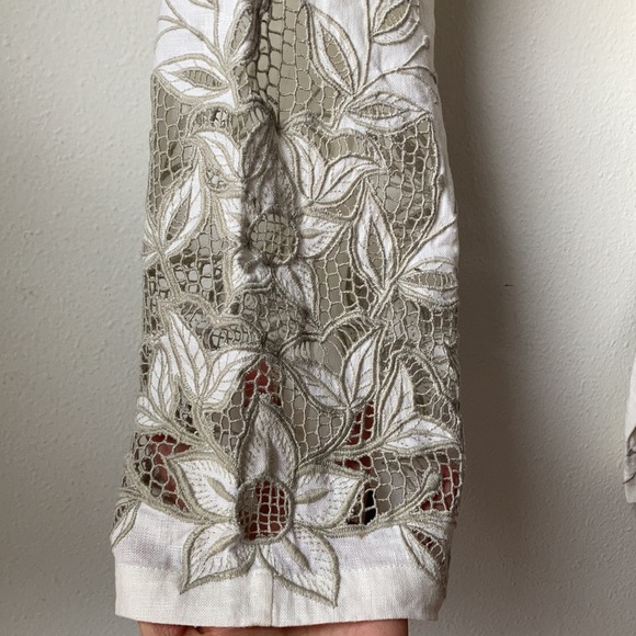 SOLD๐ซ Chasing Unicorns Freedom Now Cutwork Linen Pants sz S - Picture 12 of 17